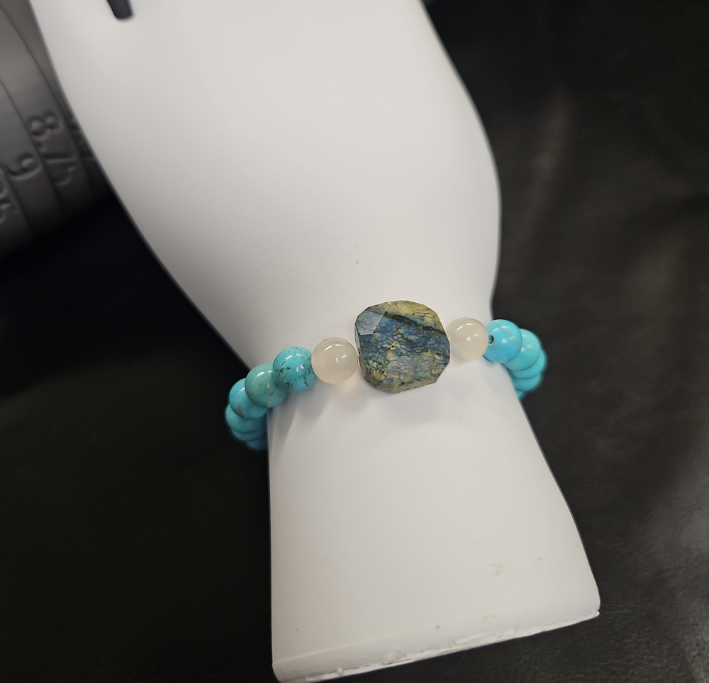 Turquoise and Sodalite Stretch Bracelet